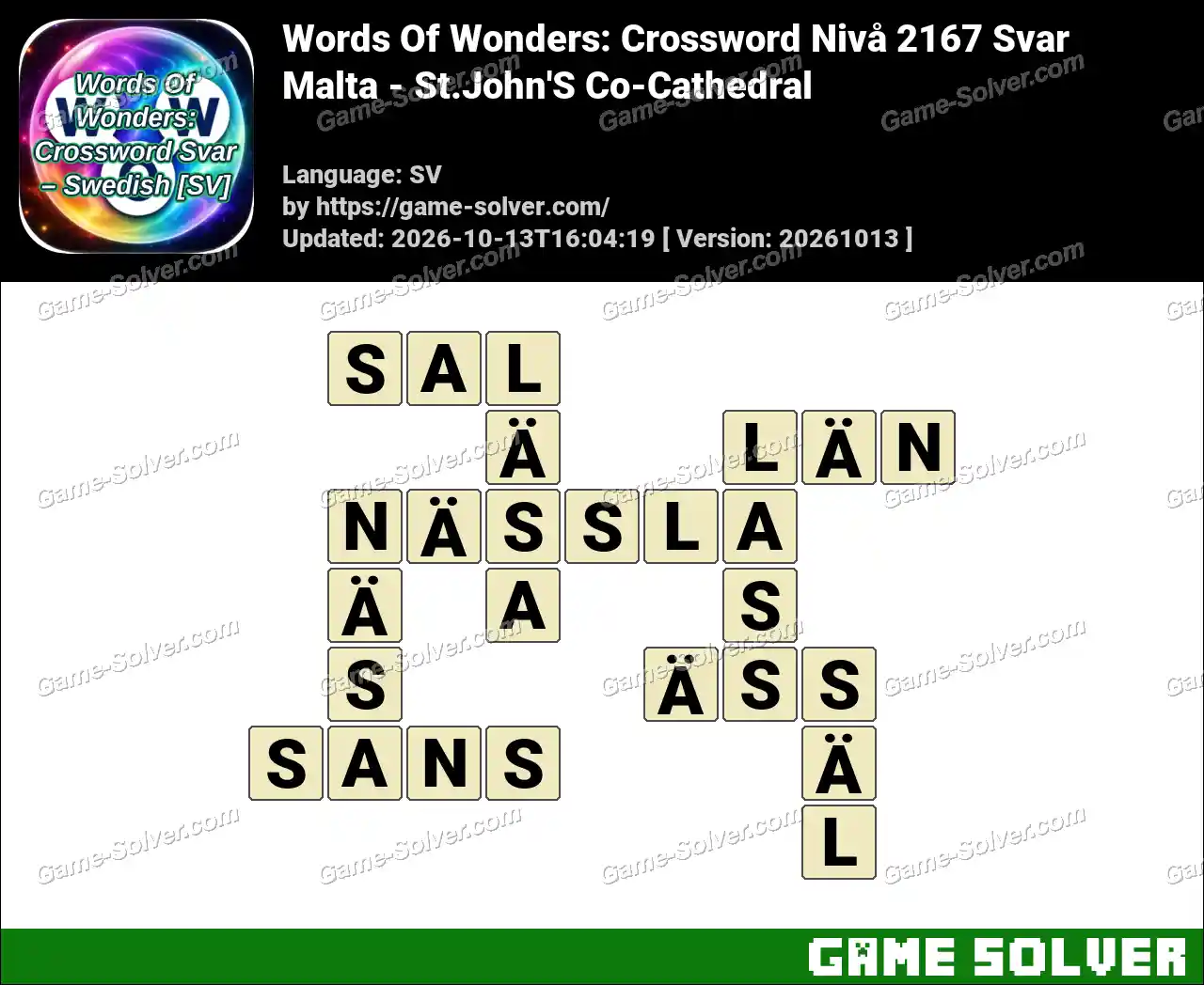 Words Of Wonders: Crossword Nivå 2167 Svar – Malta – St.John’S Co-Cathedral